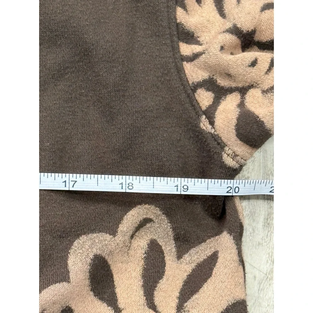 Wild Fable Brown Bleached Floral Cropped Hoodie Sweatshirt Womens Small Boxy - Picture 4 of 5